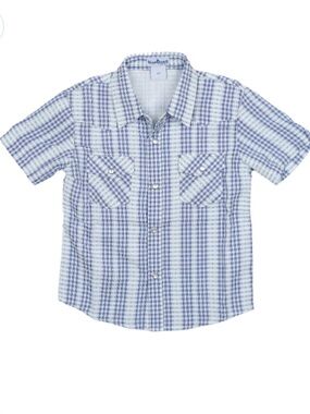 Blue Quail Navy Plaid Pearl Snap Short Sleeve Shirt western rodeo performance